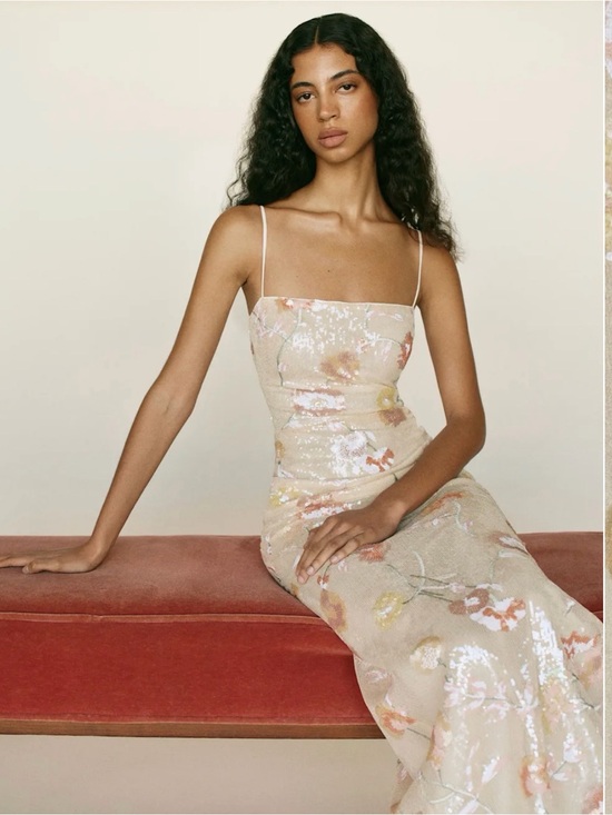 Reformation Dresses & Skirts - NWT Reformation ivory Frankie dress floral sequin midi maxi spaghetti strap $348